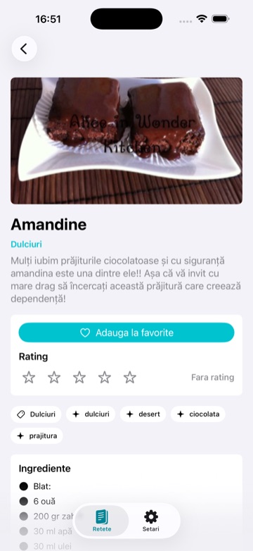 Recipe detail and ingredients screen on iPhone.